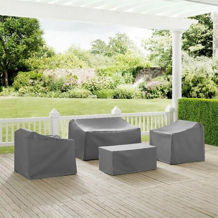 TERRAZA 4 Piece Furniture Cover Set With Loveseat; 2 Chairs & Coffee - Gray TE3581820